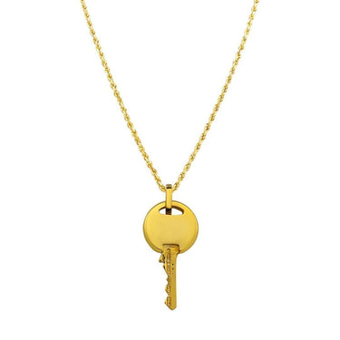 14K Yellow Solid Gold Unisex Diamond Pave Set Custom Made Key Pendant 5.00 Ctw